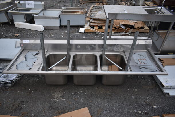 BRAND NEW SCRATCH AND DENT! Eagle 414-16-3-18 Three 16" Bowl Stainless Steel Commercial Compartment Sink with Two 18" Drainboards - Image 2 of 6