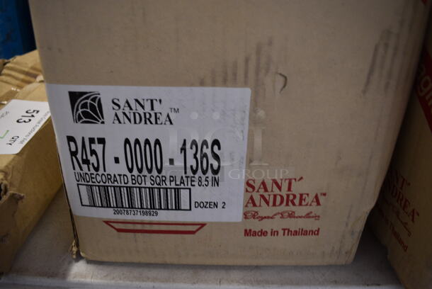 48 BRAND NEW IN BOX! Sant Andrea White Ceramic Square Plates. 8x8x1. 48 Times Your Bid! - Image 3 of 3