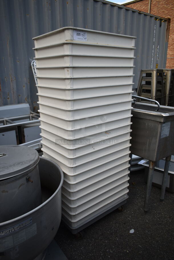 ALL ONE MONEY! 21 White Poly Ingredient Bins on Dolly. - Image 1 of 4