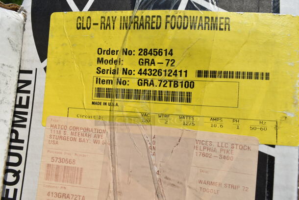 2 BRAND NEW SCRATCH AND DENT! Hatco GRA-72 72" Glo-Ray Single Infrared Warmer. 2 Times Your Bid! - Image 3 of 4
