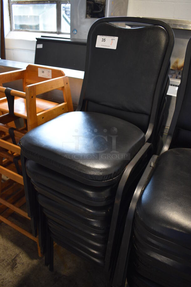 8 Black Metal Stackable Banquet Chairs w/ Black Cushions. 18x20x33. 8 Times Your Bid! - Image 2 of 4