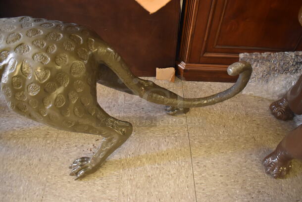 AWESOME! Bronze Painted Jaguar Statue. - Image 7 of 8