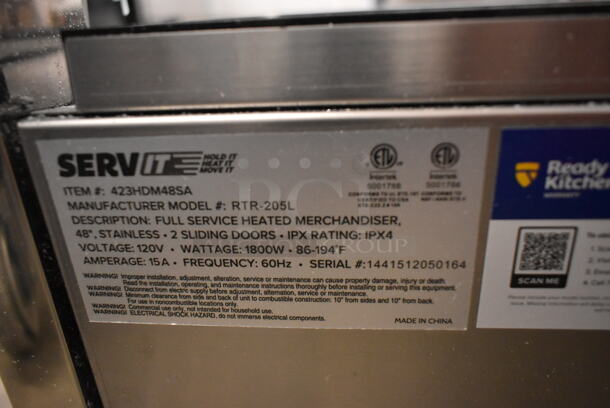 BRAND NEW SCRATCH AND DENT! ServIt 423HDM48SA Stainless Steel Commercial Countertop Full Service Heated Merchandiser Display Case. See Pictures for Broken Glass. 115 Volts, 1 Phase. Tested and Working! - Image 10 of 10