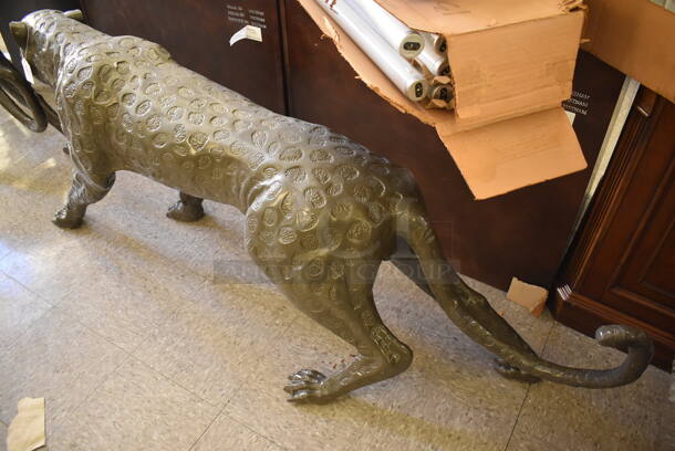 AWESOME! Bronze Painted Jaguar Statue. - Image 8 of 8