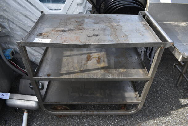 Stainless Steel Commercial 3 Tier Cart w/ Push Handle on Commercial Casters. 37x21x35