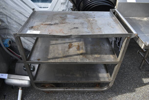 Stainless Steel Commercial 3 Tier Cart w/ Push Handle on Commercial Casters. 37x21x35 - Image 1 of 4