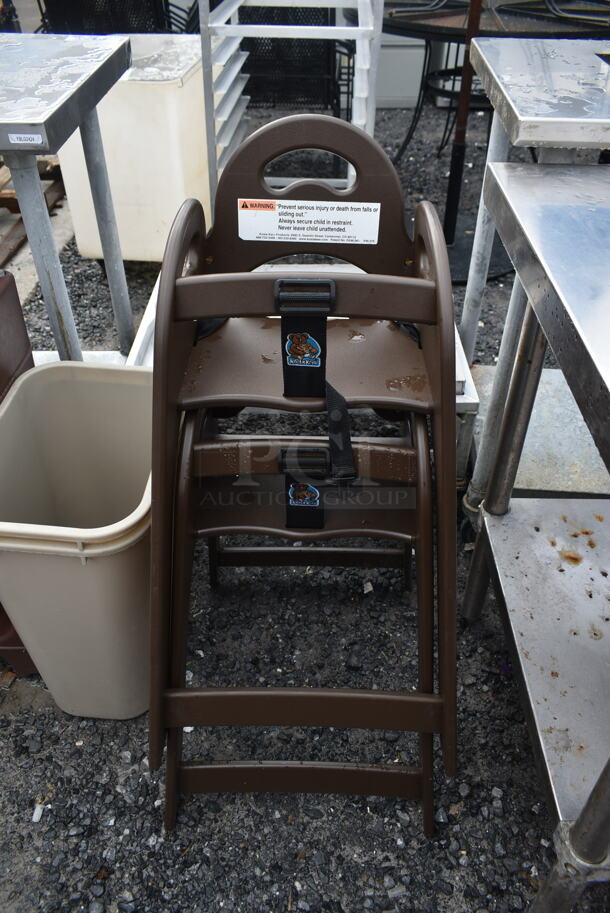 ALL ONE MONEY! Lot of 2 Koala Kare Brown High Chairs, 3 Brown Booster Seats and 2 Tan Trash Cans. - Image 4 of 5