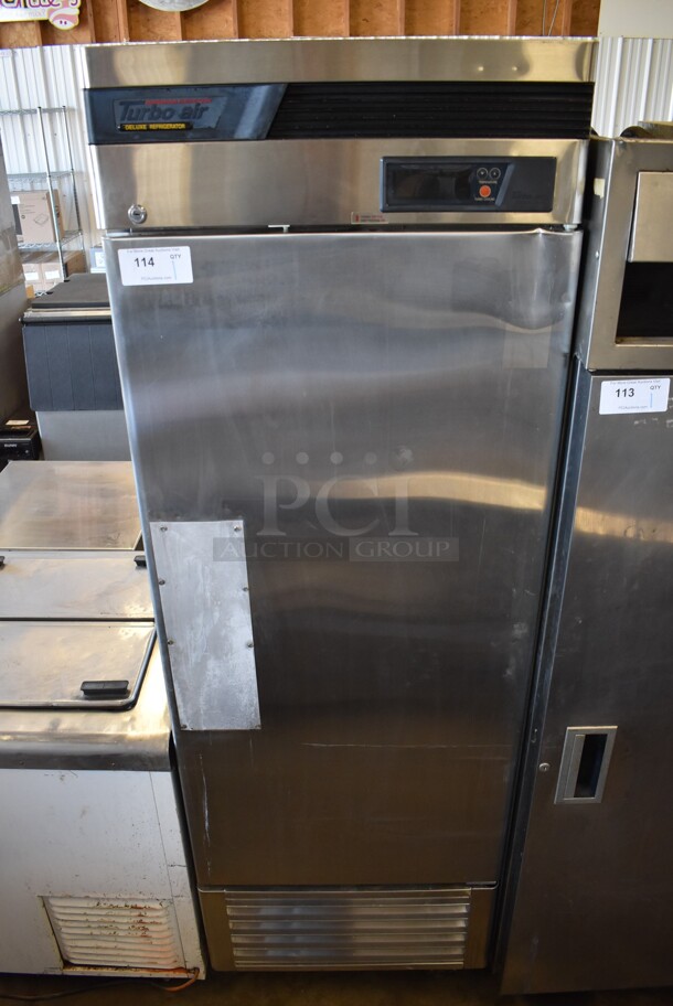 Turbo Air TSR-23SD Stainless Steel Commercial Single Door Reach In Cooler on Commercial Casters. 115 Volts, 1 Phase. 26x30x83. Tested and Powers On But Does Not Get Cold - Image 1 of 6