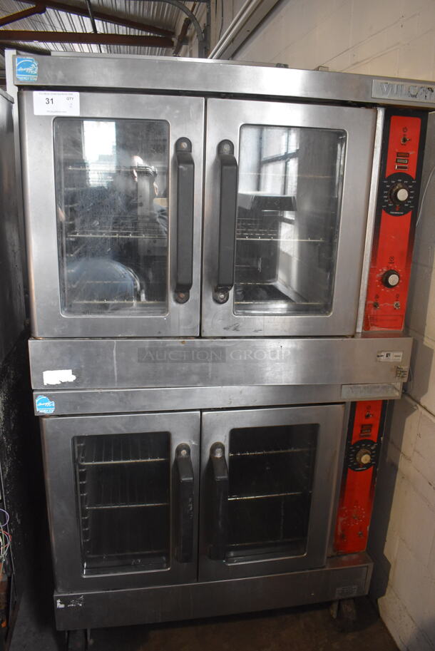 Vulcan Commercial Stainless Steel Double Deck Natural Gas Powered Convection Ovens With Stainless Steel Shelving on Commercial Casters. 115V Controls 2 Times Your Bid! - Image 1 of 5