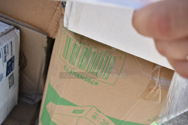PALLET LOT of 38 BRAND NEW Boxes Including 129MCS28B Choice 28 oz. Black Rectangular Microwavable Heavy Weight Container with Lid 8 3/4" x 6 1/4" x 1 3/4" - 150/Case, 612613245 Choice Half Size Foil Steam Table Pan Deep 2 9/16" Depth - 100/Case, 5002TPJ Lavex Select Compact Jumbo Jr. 550' 2-Ply Toilet Paper Roll with 7" Diameter - 12/Case, 129MCS28B Choice 28 oz. Black Rectangular Microwavable Heavy Weight Container with Lid 8 3/4" x 6 1/4" x 1 3/4" - 150/Case, 795NRKFT3 New Roots Kraft PLA-Lined Compostable #3 Take-Out Container 7 3/4" x 5 1/2" x 2 1/2" - 200/Case, 127CH16F Choice 16 oz. Clear RPET Tall Hinged Deli Container - 200/Case, 500MF963BIC Choice Compartment Microwaveable Take-Out Container, 129MCS28B Choice 28 oz. Black Rectangular Microwavable Heavy Weight Container with Lid 8 3/4" x 6 1/4" x 1 3/4" - 150/Case, 50012C Choice 12 oz. Coffee Print Poly Paper Hot Cup - 1000/Case, Dart 12J12 12 oz. White Customizable Foam Cup - 1000/Case, 2 Box 795PTOWHT2 ChoiceWhite Microwavable Folded Paper #2 Take-Out Container 7 3/4" x 5 1/2" x 1 7/8" - 200/Case, 500MFT Lavex White M-Fold (Multifold) Towel - 4000/Case, 612P558 Choice 8" Clear Round Plastic Dome Lid - 500/Case, 127RDTFLBULK Choice Microwavable Translucent Customizable Recessed Fit Deli Lid - 500/Case. 38 Times Your Bid!  - Image 8 of 12