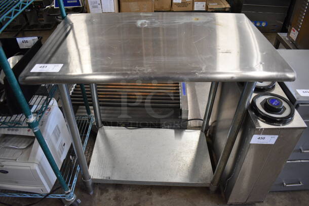 Stainless Steel Commercial Table w/ Metal Under Shelf. 36x24x35