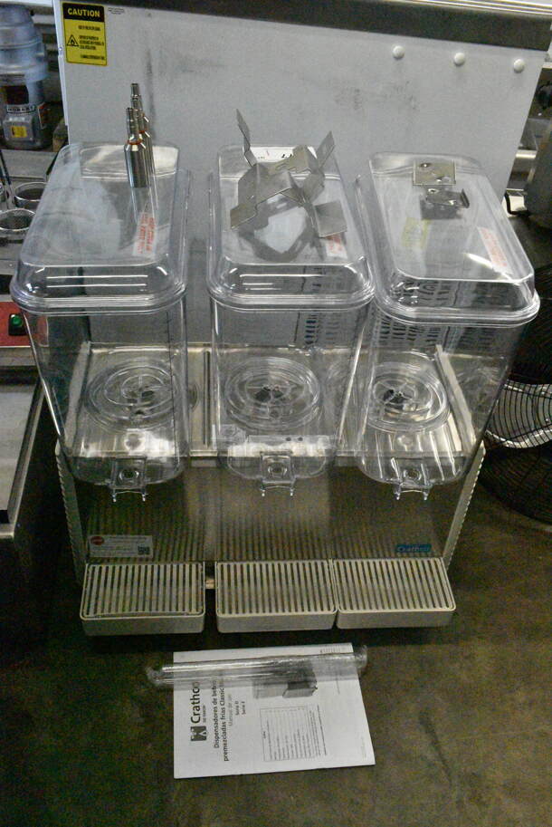 BRAND NEW SCRATCH AND DENT! Crathco D35-4 Classic Bubbler Series Triple 5 Gallon Bowl High Impact Plastic Refrigerated Beverage Dispenser. 115 Volts, 1 Phase.  - Image 2 of 10