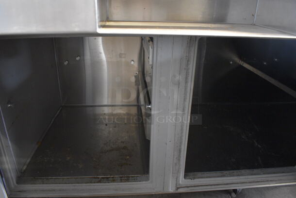 Randell Model PH96E3 Stainless Steel Commercial Sandwich Salad Prep Table Bain Marie Mega Top w/ 3 Doors on Commercial Casters. 96x41.5x55. Tested and Powers On But Does Not Get Cold - Image 4 of 5