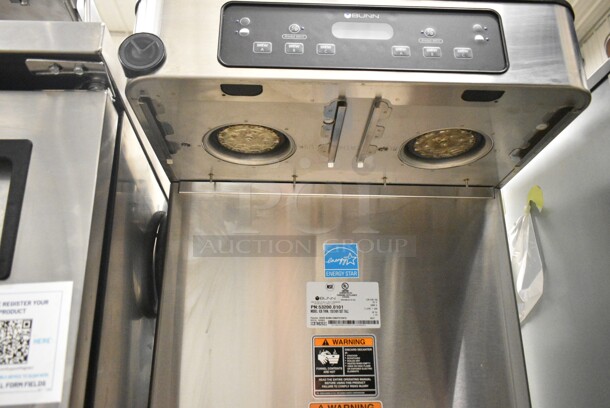 BRAND NEW SCRATCH AND DENT! 2024 Bunn ICB TWIN ENERGY STAR Stainless Steel Commercial 53200.0101 ICB Twin Tall Infusion Series Stainless Steel Automatic Coffee Brewer w/ 2 Poly Brew Baskets. Does Not Come w/ Satellites. 120/240 Volts, 1 Phase.  - Image 9 of 12