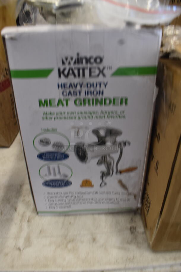 7 BRAND NEW IN BOX Winco Kattex Heavy Duty Cast Iron Meat Grinders. 7 Times Your Bid! - Image 3 of 4