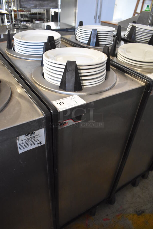 APW Wyott ML2-9-5P Stainless Steel Commercial 2 Well Plate Dispenser w/ 9" Plates on Commercial Casters. 15.5x301x42 - Image 2 of 6
