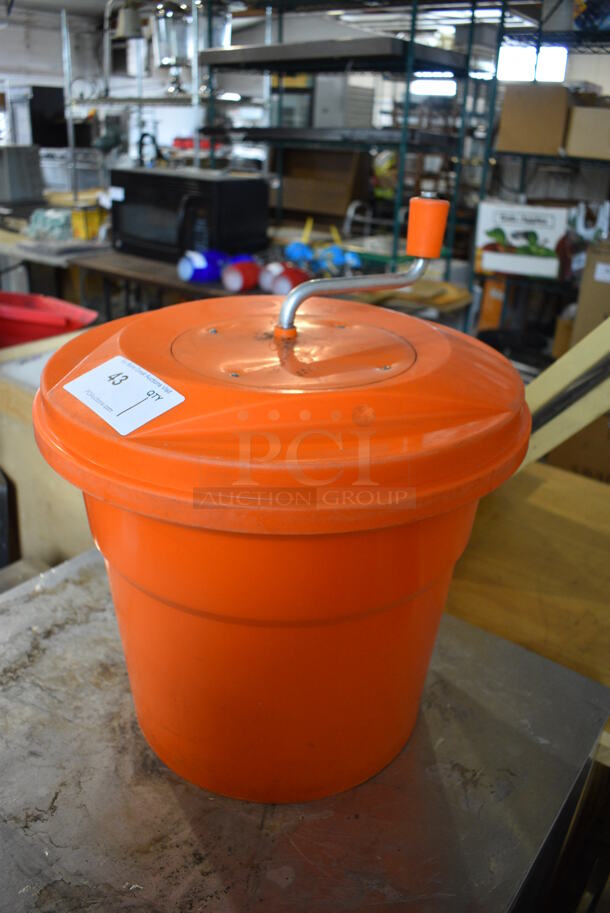 Orange Poly Countertop Lettuce Spinner Salad Spinner. 17x17x21 - Image 2 of 4