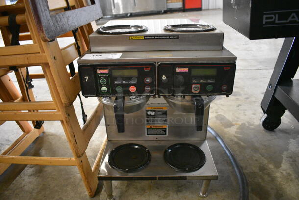 2011 Bunn Model AXIOM 2/2 TWIN Stainless Steel Commercial Countertop 4 Burner Coffee Machine w/ 2 Metal Brew Baskets. 120/208-240 Volts, 1 Phase. 16x18x22.5