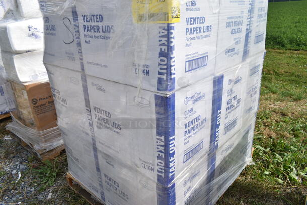 PALLET LOT of 18 BRAND NEW Boxes of AmerCare Royal CL16N Lid Kraft For 16 OZ Food Container 500/Case. 18 Times Your Bid!  - Image 4 of 6
