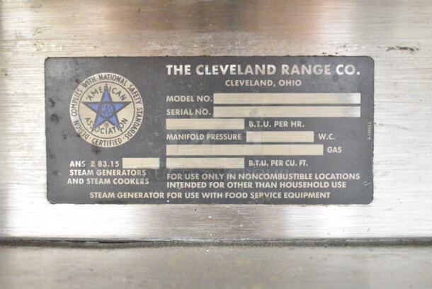 Cleveland Stainless Steel Commercial Natural Gas Powered 2 Deck Steam Cabinet w/ Cleveland KDT-6T Countertop 6 Quart Tilting Steam Kettle.  - Image 8 of 9