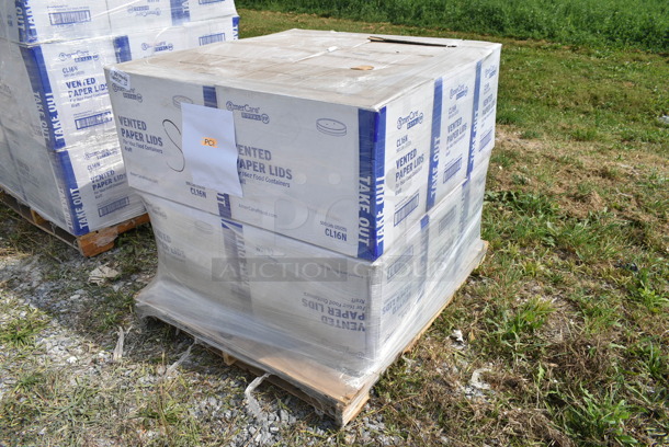 PALLET LOT of 12 BRAND NEW Boxes of AmerCare Royal CL16N Lid Kraft For 16 OZ Food Container 500/Case. 12 Times Your Bid!  - Image 2 of 5