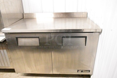 True TWT-49F Stainless Steel Commercial 2 Door Work Top Freezer on Commercial Casters. 115 Volts, 1 Phase. Tested and Working!