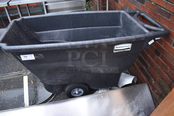 BRAND NEW! Rubbermaid Black Poly Portable Bin on Casters. 57x28x35 - Image 1 of 4