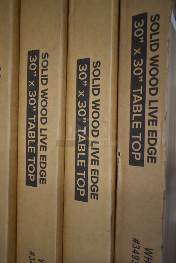 6 BRAND NEW IN BOX! Lancaster Table & Seating 30"x30" Solid Wood Live Edge Tabletop. 6 Times Your Bid! - Image 6 of 6