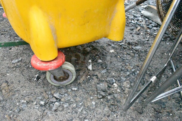 2 Yellow Poly Mop Bucket w/ Wringing Attachment on Commercial Casters. 2 Times Your Bid! - Image 5 of 10