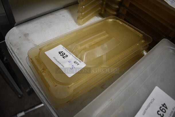 ALL ONE MONEY! Lot of 5 Amber Colored Poly 1/3 Size Drop In Bin Lids! - Image 2 of 2
