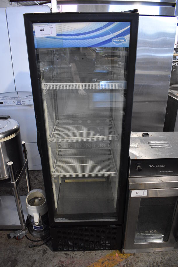 Fogel LC-11-US Metal Commercial Single Door Reach In Cooler Merchandiser w/ Poly Coated Racks. 115 Volts, 1 Phase. 21.5x24x66. Tested and Powers On But Does Not Get Cold