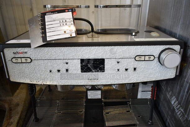 2018 Schaerer Barista Stainless Steel Commercial Countertop 2 Group Espresso Machine w/ 2 Steam Wands and 2 Hoppers. 208/240 Volts, 1 Phase. See Pictures For Cracked Control Panel. - Image 4 of 6