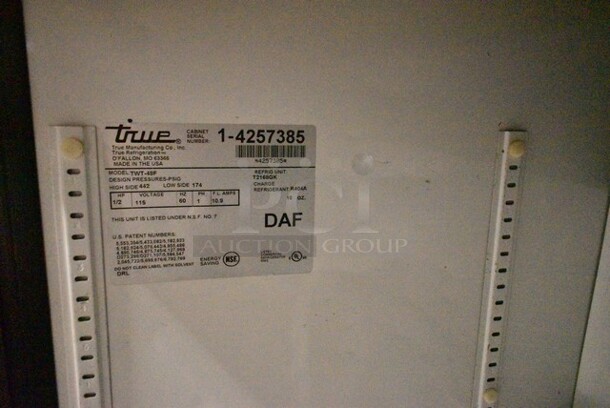 True TWT-49F Stainless Steel Commercial 2 Door Work Top Freezer on Commercial Casters. 115 Volts, 1 Phase. Tested and Working! - Image 5 of 5