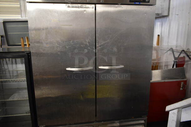 Beverage Air KF48-1AS Stainless Steel Commercial 2 Door Reach In Freezer w/ Poly Coated Racks on Commercial Casters. 115 Volts, 1 Phase. Tested and Powers On But Does Not Get Cold - Image 3 of 7
