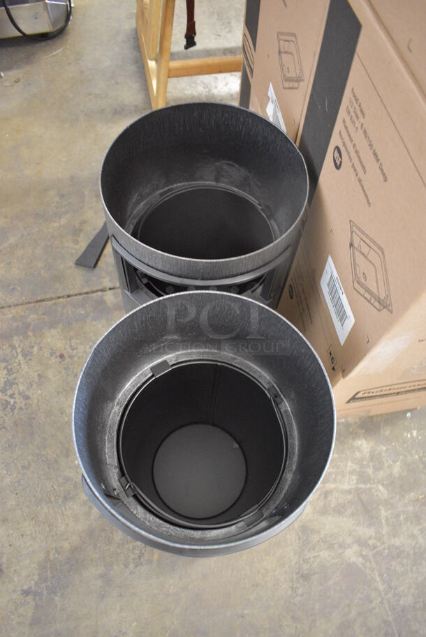 2 BRAND NEW! Rubbermaid Gray Poly Trash Can Ash Tray. Missing Top Pieces. 10.5x10.5x19.5. 2 Times Your Bid! - Image 3 of 3