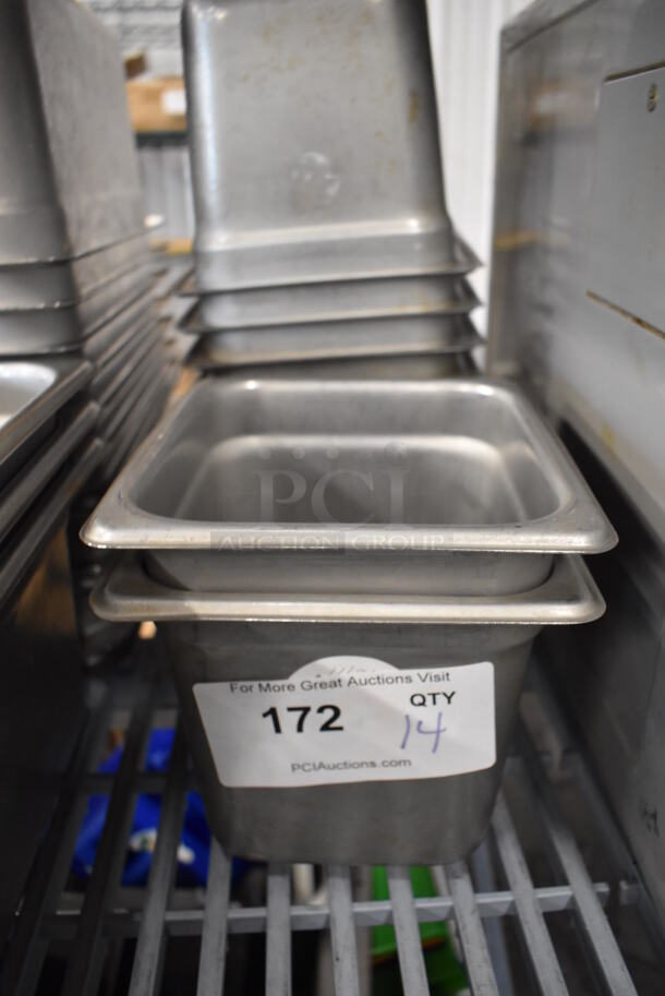 14 Stainless Steel 1/6 Size Drop In Bins. 1/6x6. 14 Times Your Bid!