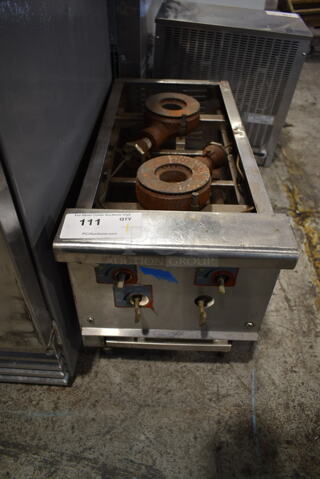 Stainless Steel Commercial Countertop Natural Gas Powered 2 Burner Range. Missing Grates.