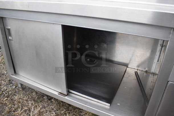 Stainless Steel Commercial Counter w/ Sink Basin, Handles, Faucet, Back Splash and Doors. 84x32x41. Bay 20x20x12 - Image 5 of 5
