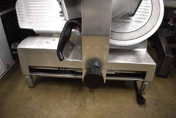 Avantco Stainless Steel Commercial Automatic Meat Slicer w/ Blade Sharpener. 26x21x25. Tested and Powers On But Parts Do Not Move - Image 4 of 8