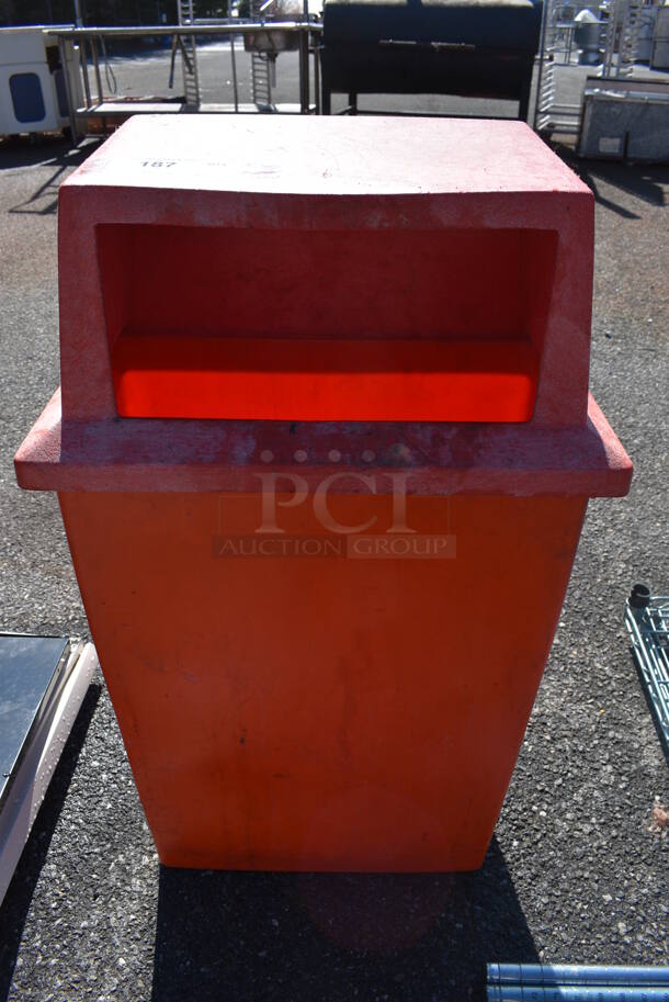 Red Poly Trash Can. 20x12x34