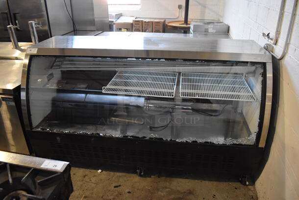 Chef AAA DC200-HC-BK Stainless Steel Commercial Refrigerated Display Case Merchandiser on Commercial Casters. See Pictures For Outer Glass Damage. 82x33x48. Tested and Does Not Power On - Image 5 of 8