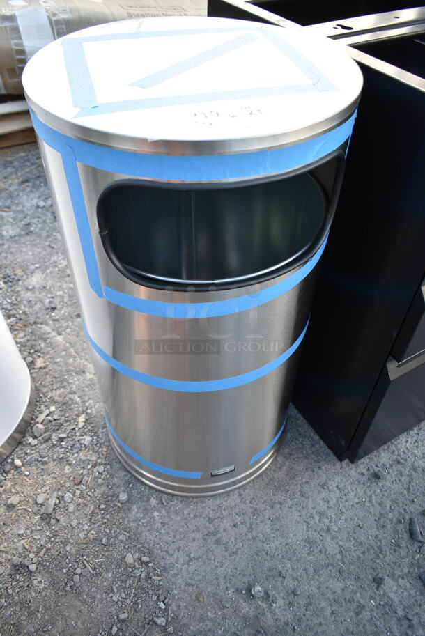 3 BRAND NEW SCRATCH AND DENT! Trash Cans Including Metal White Can, Stainless Steel Can and Black Poly Can. 3 Times Your Bid! - Image 8 of 9