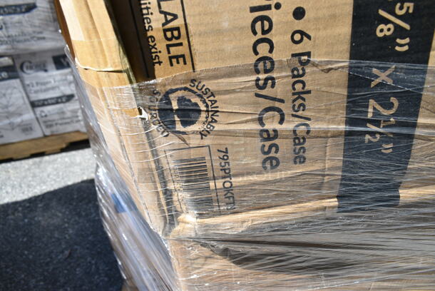 PALLET LOT of 24 BRAND NEW Boxes Including 80853TC Tablecraft 53TC Clear Widemouth Cone Tip Cap for Squeeze Bottles with a 53 mm Opening, 500CC12 Choice Clear PET Customizable Plastic Cold Cup - 12 oz. - 1000/Case, 500MFTN Lavex Natural Brown Kraft M-Fold (Multifold) Towel - 4000/Case, 5002WRAPNAP Choice WrapNap White 1/4 Fold 2-Ply Dinner Napkin 16" x 16" - 3000/Case, 50012DWALLW Choice 12 oz. White Smooth Double Wall Paper Hot Cup - 500/Case, 127P2C Choice Clear Plastic Souffle Cup / Portion Cup - 2 oz. - 2500/Case, 3 Box 500LFLAT Choice Clear Flat Lid with Straw Slot - 9, 12, 16, 20, and 24 oz. - 1000/Case, 303COLOR14YE Acopa Capri 13 3/4" x 10 1/2" Citrus Yellow Oval Stoneware Coupe Platter - 12/Case, 5002DNAP Choice White 2-Ply Dinner Napkin 17" x 15" - 3000/Case, 160TCP54120BK Choice 54" x 120" Rectangular Black 100% Spun Polyester Hemmed Cloth Table Cover. 24 Times Your Bid!  - Image 7 of 12