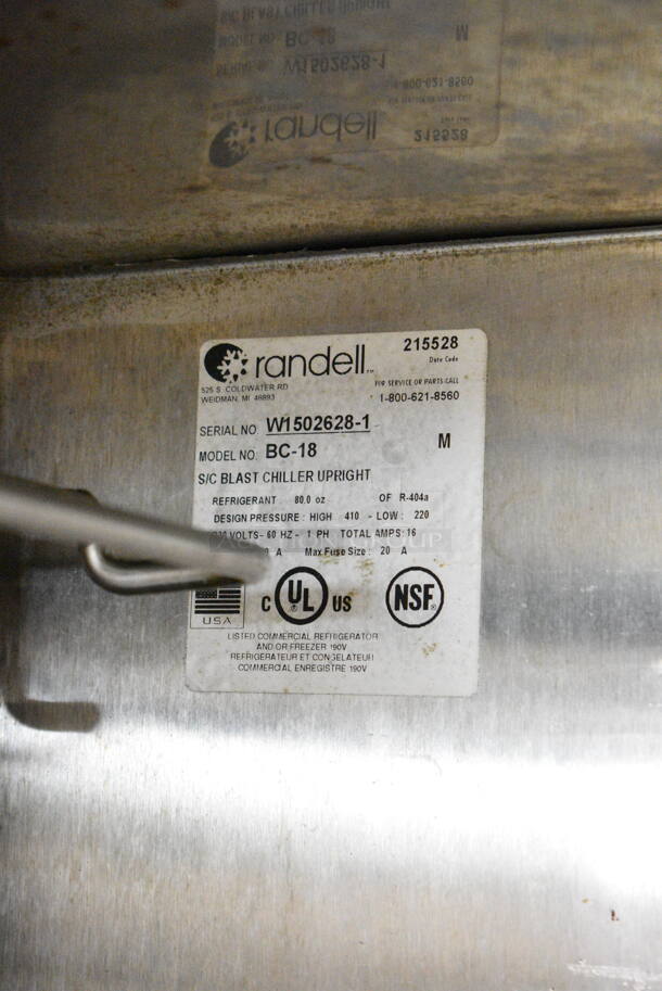 2016 Randell BC-18 Stainless Steel Commercial Blast Chiller w/ 1 Probe. 115/230 Volts, 1 Phase. - Image 4 of 4