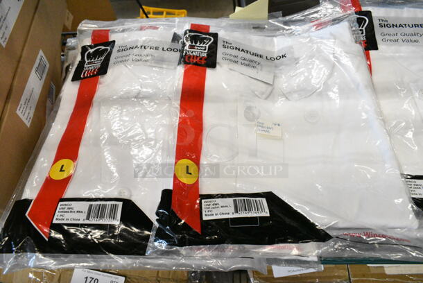 14 BRAND NEW! Items Including Winco WA-3129BK Bistro Apron and Winco WA-1221 Waist Apron, Winco UNF-6WL Chef Jacket. 14 Times Your Bid!  - Image 9 of 12