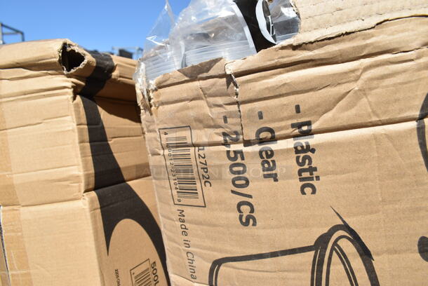 PALLET LOT of 24 BRAND NEW Boxes Including 80853TC Tablecraft 53TC Clear Widemouth Cone Tip Cap for Squeeze Bottles with a 53 mm Opening, 500CC12 Choice Clear PET Customizable Plastic Cold Cup - 12 oz. - 1000/Case, 500MFTN Lavex Natural Brown Kraft M-Fold (Multifold) Towel - 4000/Case, 5002WRAPNAP Choice WrapNap White 1/4 Fold 2-Ply Dinner Napkin 16" x 16" - 3000/Case, 50012DWALLW Choice 12 oz. White Smooth Double Wall Paper Hot Cup - 500/Case, 127P2C Choice Clear Plastic Souffle Cup / Portion Cup - 2 oz. - 2500/Case, 3 Box 500LFLAT Choice Clear Flat Lid with Straw Slot - 9, 12, 16, 20, and 24 oz. - 1000/Case, 303COLOR14YE Acopa Capri 13 3/4" x 10 1/2" Citrus Yellow Oval Stoneware Coupe Platter - 12/Case, 5002DNAP Choice White 2-Ply Dinner Napkin 17" x 15" - 3000/Case, 160TCP54120BK Choice 54" x 120" Rectangular Black 100% Spun Polyester Hemmed Cloth Table Cover. 24 Times Your Bid!  - Image 11 of 12