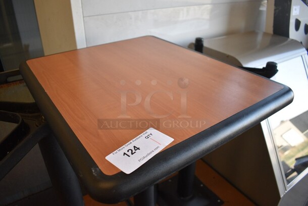 Wood Pattern Table w/ Black Metal Table Base. Stock Picture - Cosmetic Condition May Vary. 20x24x30. - Image 2 of 4