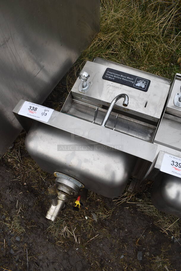 Advance Tabco Stainless Steel Commercial Single Bay Wall Mount Sink w/ Faucet and Handles. 17x16x38 - Image 2 of 5