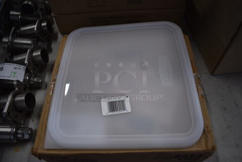 ALL ONE MONEY! Lot of 6 BRAND NEW IN BOX! Rubbermaid White Poly Lids! 11.5x10.5x0.5