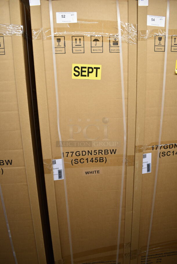 BRAND NEW! Galaxy 177GDN5RBW Metal Commercial Single Door Reach In Cooler Merchandiser w/ Poly Coated Racks and Red, White, and Blue LED Lighting. 110-120 Volts, 1 Phase. - Image 2 of 3
